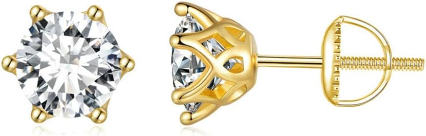 S925 Sterling Silver 0.5ct VVS1 D-color Diamond Screw Back Stud Earrings for Women, Elegant for Engagements or Birthday Celebrations