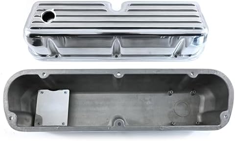 Compatible/Replacement Aluminum Ford Small Block 289-302-351W-5.0L Tall Full Finned Valve Covers – Polished Finish