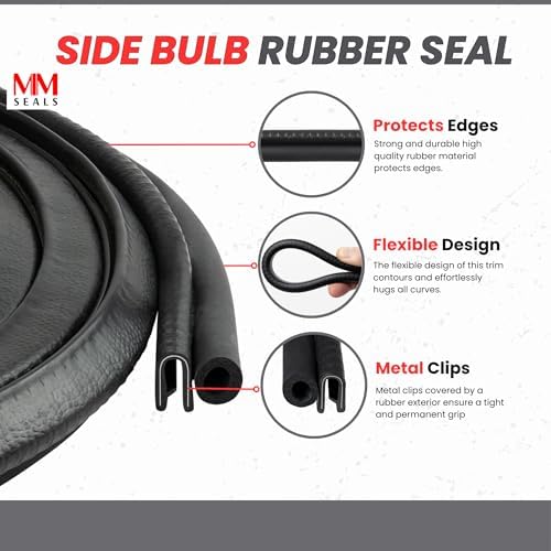 Trim Seal with Side Bulb, Bulb Diameter 3/8 Inch, Fits Edge 1/16 Inch - Length 25 Feet (7.65 Meters)