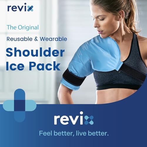 REVIX Shoulder Ice Pack Wrap for Rotator Cuff, Reusable Gel Cold Pack