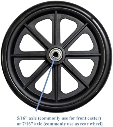 Caster Wheel, Hard Rubber Tire, 8" x 1"- 2 3/8" Hub Width, Fits Most Sunrise, Medline, Drive, Invacare, E&J, Guardian