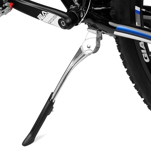 BV Bicycle Kickstand for 24”-28” - Adjustable Bikes Kickstand for Adult Bike with Non-Slip Foot & Spring-Loaded Latch for Stable Any-Angle Stance (Silver, Regular Duty)