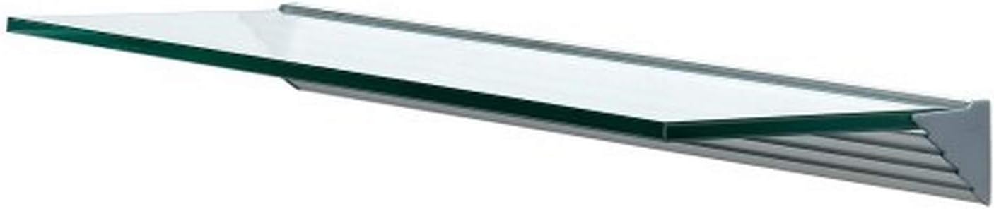 LTL Home Products GL9020CLKIT Wallscapes Glacier Floating Glass Wall Shelf Kit, 8" x 36", Clear Glass