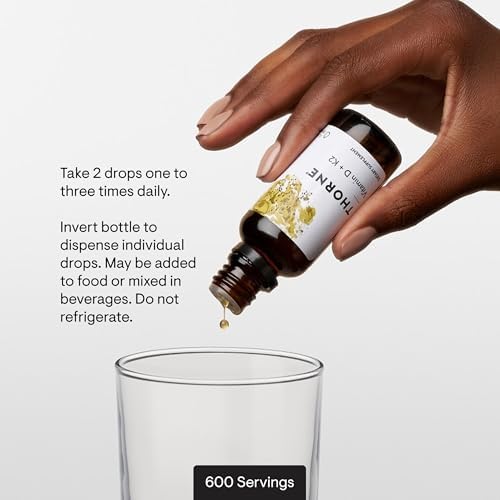 Thorne Vitamin D + K2 Liquid with a Metered Dispenser, 600 Servings | Vitamins D3 & K2 (MK-4) Supplement, Supports Bone Health