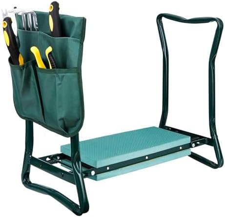 HomGarden Upgraded Folding Garden Kneeler Seat Bench Stool w/Thicken & Widen Soft Kneeling Pad
