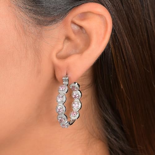 Pink Cubic ZirconiaEarrings in Stainless Steel