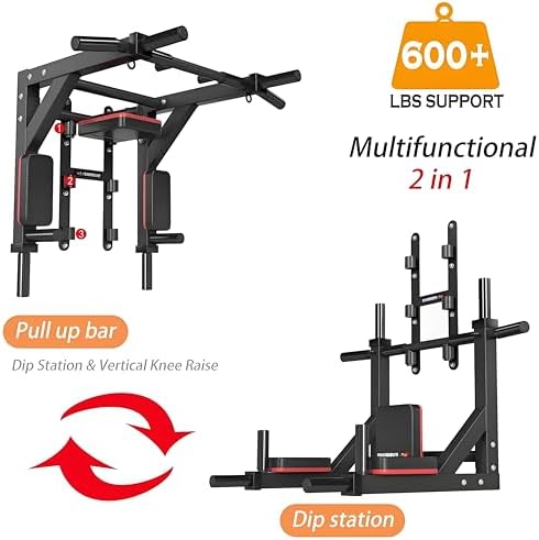 HAKENO Multifunctional Wall Mounted Pull Up Bar/Chin Up bar,Dip Station for Indoor Home Gym Workout,Power Tower Set Gym Equipment 800LBS