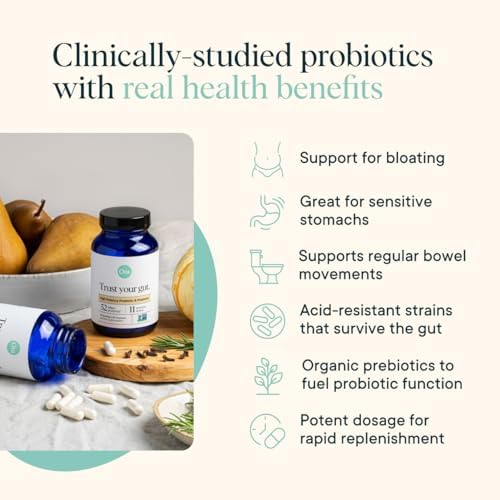 Ora Organic Vegan Probiotic and Prebiotic Capsules | 16 Billion Probiotics + Organic Prebiotics, Dairy-Free, Gluten-Free, for Sensitive Stomachs- 1 Month Supply (60 Capsules)