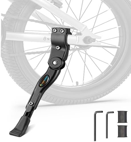 TOPCABIN Bike Kickstand Adjustable Aluminium Alloy Bicycle Kickstand Bike Side Kickstand Fit for 22" 24" 26" 28" Mountain Bike Road cycling/BMX/MTB (Black for 22-24-26-27-28 inch bike)