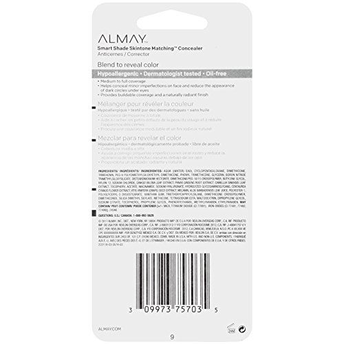 Almay Smart Shade Concealer, Medium 0.37 oz. Skintone Matching Makeup
