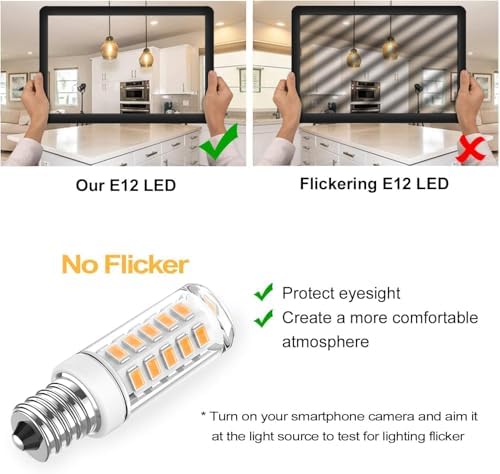 KLG E12 LED Bulb, Mini Candelabra Base, 4W (40W Equivalent), 5000K Daylight White Non-Dimmable, T3/T4 Small Bulb for Ceiling Fans and Chandeliers