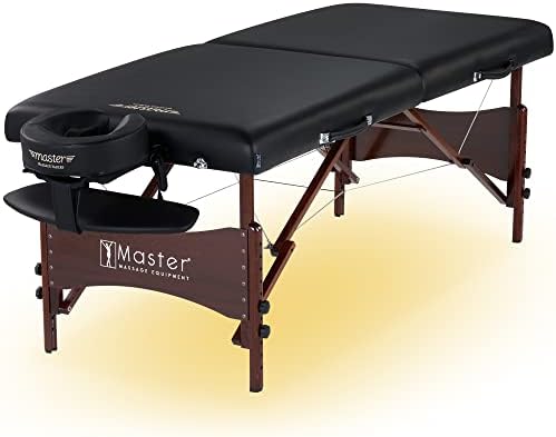 Master Massage Newport Portable Massage Table Package with Denser 2.5" Cushion, Walnut Stained Hardwood, Steel Support Cables, Pillows & Accessories, Royal Blue, 30"