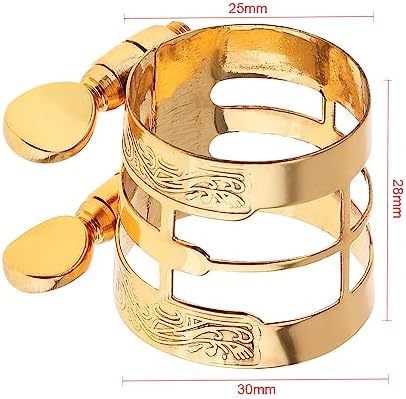 Alto Saxophone Mouthpiece Ligature, Gold, Universal, Brass Metal, E Flat, Saxophone Ligature