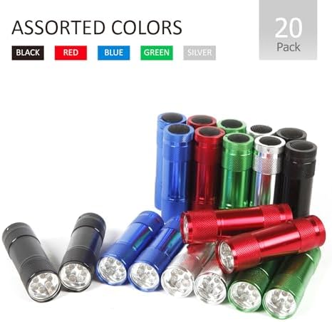 FASTPRO 20-Pack Aluminum 6-LED Flashlights Set with AAA Batteries Included | Mini Flashlights with Lanyard, Flashlights Bulk, Holiday Gifts
