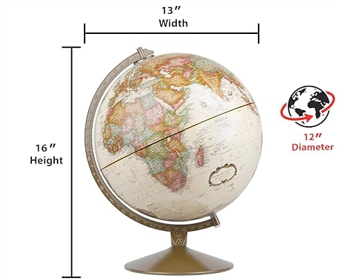 Replogle Globes Franklin World Globe, Antique Ocean, 12-Inch Diameter,Over 4,000 Place Names