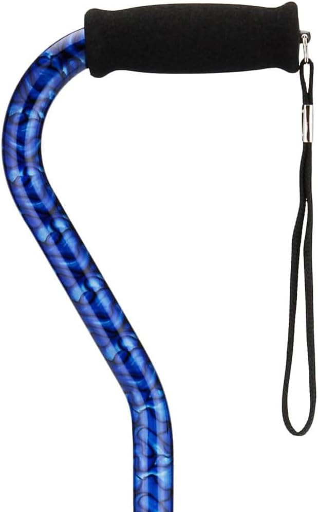 NOVA Designer Walking Cane with Offset Handle, Lightweight Adjustable Walking Stick with Carrying Strap, “Maui Flowers” Design