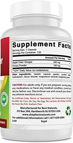 Best Naturals Apple Cider Vinegar Plus 600 Mg 120 Capsules - Vinegar Capsules for Healthier Digestion, Cleanse Body Naturally (Pack of 2)