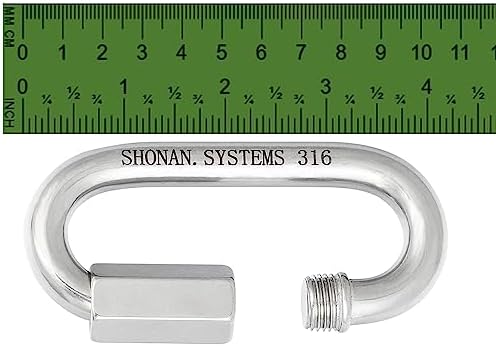 SHONAN Heavy Duty Marine Chain Quick Links, Stainless Steel Chain Connectors, Corrosion Resistant Locking Carabiners