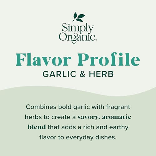 Simply Organic Spice Right Everyday Seasoning Blends, Garlic & Herb, 2 Ounce