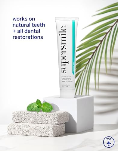 Supersmile Original Mint Whitening Toothpaste, 1.4 Oz, TSA Travel | Calprox® + Fluoride Travel Toothpaste, Whitens 3 Shades After 1 Day, Signature Wild Mint Flavor, Veneer Safe, RDA 65