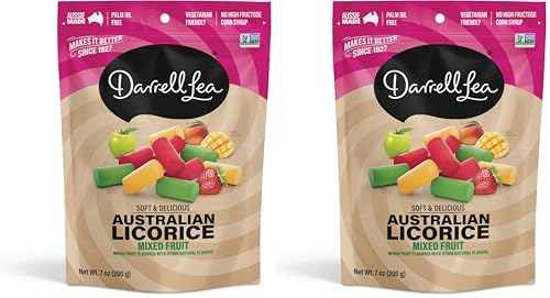 Darrell Lea Soft Australian Licorice, Non-GMO, No Palm Oil, Vegetarian Friendly, No High Fructose Corn Syrup, Soft & Chewy Licorice Candy, Made in Australia (Strawberry, 7 Ounce (Pack of 1))