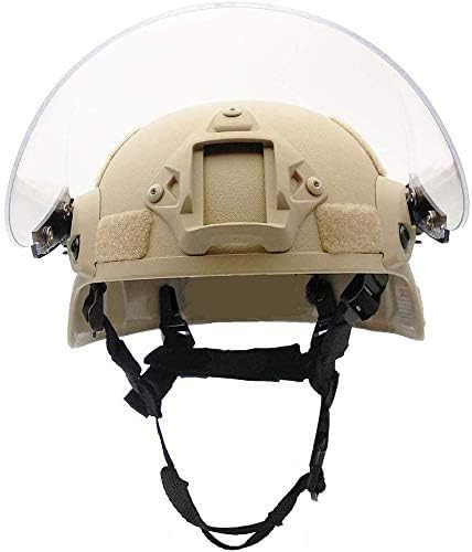 Tactical MICH 2000 Fast Helmet with Clear Riot Visor Face Shield Sliding Goggles for Airsoft Paintball CS War Games Outdoor Sports.