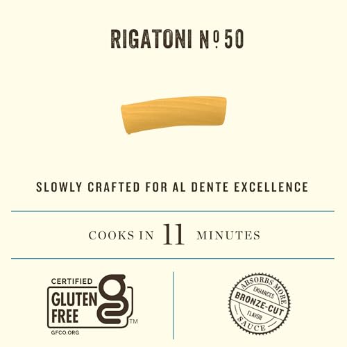 Rummo Gluten Free Rigatoni N.50 - Gluten Free Pasta, Made with Corn & Rice, Rigatoni Pasta Noodles, Pasta from Italy - 12 Ounce (Pack of 1)