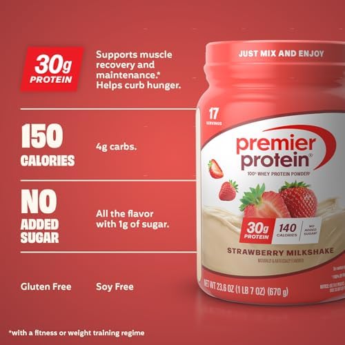 Premier Protein 30g High Protein Powder, 100% Whey, Chocolate, 17 Servings | No Added Sugar, Supports Muscle Health, Soy & Gluten-Free, 1.44 lb