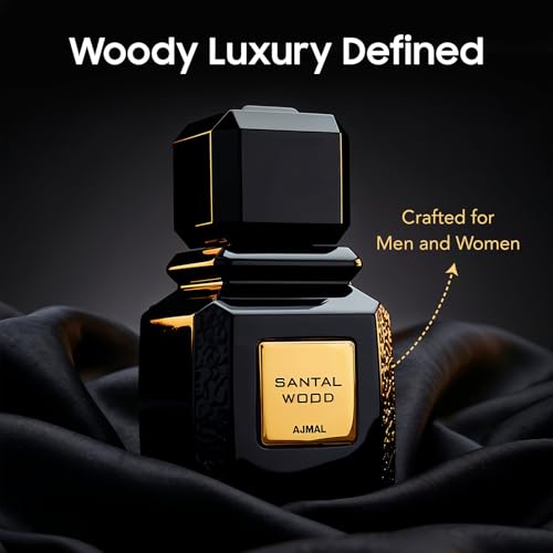 Ajmal Santal Wood EDP Unisex, 3.4 fl oz / 100 ml | Rich woody signature for men and women. Long-lasting and handcrafted in Dubai.