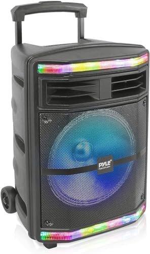 Pyle Portable Bluetooth PA Speaker System - 600W Bluetooth Speaker Portable PA System W/ Rechargeable Battery, Party Lights, MP3/USB SD Card Reader