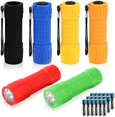 Whaply 30-Pack Small Mini Flashlight Set, 5 Colors, 9-LED Handheld Flashlight with Lanyard