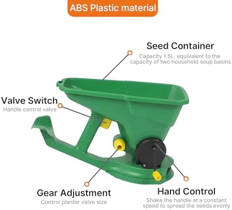 Grass Seed Spreader, Fertilizer Spreader, Handheld Power Spreader, 1.5L Hand Held Seed Spreader