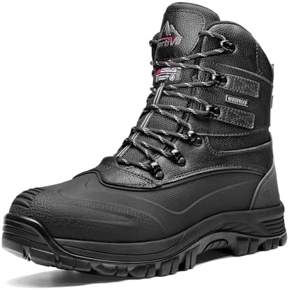 NORTIV 8 Men's Insulated Waterproof Winter Snow Boots | Sealed Build Keeps Feet Dry; Rubber Outsole Boosts Grip; Stable Fit Adds Support; Ideal for Hiking, Daily Wear BRIGADE