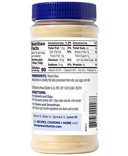 Peanut Butter & Co. Vanilla Peanut Butter Powder, 6.5 oz (2 Pack) | Non-GMO Project Verified, Gluten Free, Vegan, Vanilla Peanut Butter Powder, Low Fat, Protein for Smoothies, Baking & Recipes