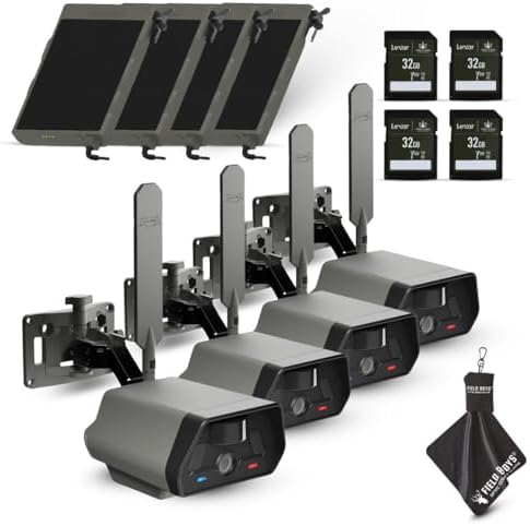 Tactacam Defend Cellular Security Camera 4-Pack Bundle – 4 Solar Panels + 4 Lexar 32GB SD Cards – 4G LTE