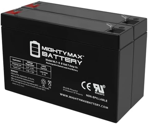 Mighty Max Battery ML7-6 - 6 Volt 7 AH, F1 Terminal, Rechargeable SLA AGM Battery, Mighy Max Product