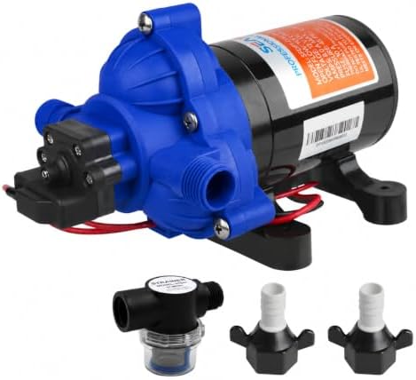 SEAFLO 55 Series 12V RV Water Pump 5.5 GPM 60 PSI Diaphragm Pump Heavy Duty Pressure Switch Built In Bypass Self Priming Quiet High Flow RV Marine Off Grid Freshwater System 4-Year Warranty