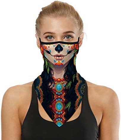 YAYOUREL Neck Gaiter Face Mask Bandanas for Men Women UV Face Scarf Cover Ear Loop Hole Facemask for Fishing Running Cycling