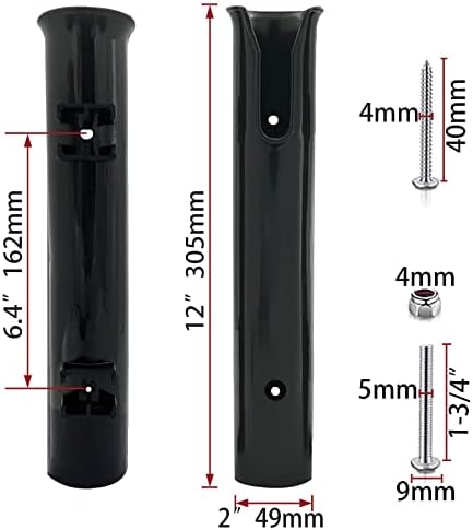 ISURE MARINE Fishing Rod Holder Bracket Wall Mounted Boat Side Mount Tool Holder Tube Links with Screws 2/3/4/6 Pole Tube (White/Black)