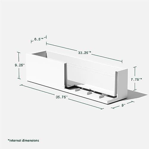Veradek Block Series Trough Planter - Rectangular Outdoor Window Box | Made From Durable Plastic With Double-Walled Construction. Modern Patio/Tabletop Décor for Plants and Flowers