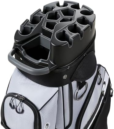 VEVOR Golf Cart Bag, 14 Way Molded Lock Top Divider Organizer, Golf Club Bag with Full-Length Divider, Handles, Storage Pockets, Shoulder Strap, Rain Hood, Smooth Zippers for Men & Women