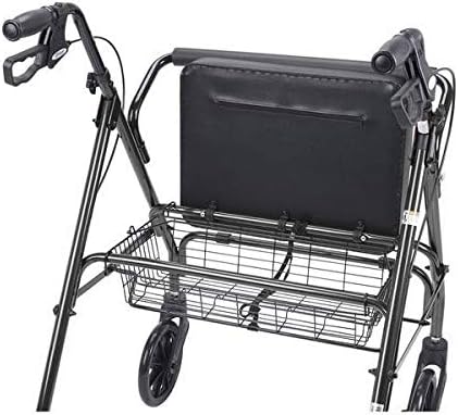 Heavy Duty Medical Bariatric Heavy Duty Rollator Walker with Seat and 4 Wheels, with Large Seat for Seniors, 8 Inch Wheels 400LB, Basket and Brakes