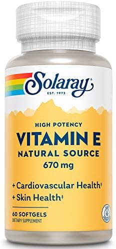 SOLARAY Vitamin E 1000 IU Softgel Capsules, 670 mg - d Alpha Tocopherol Vitamin E Supplements - Skin Health