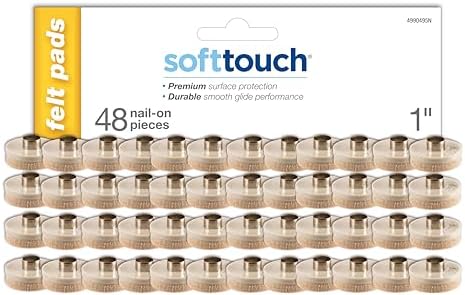 SoftTouch 1" Round Nail-On Felt Furniture Sliders, Protective Heavy-Duty Felt Pads for Wood Furniture and Hard Surfaces, 48-Count, Brown