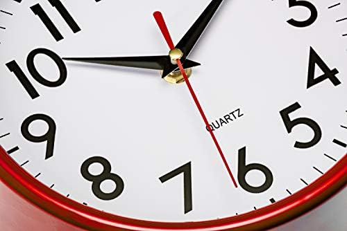 Bernhard Products Silver Wall Clock 8" Silent Non-Ticking Quality Quartz Battery Operated Clock for Home Kitchen Bedroom Bathroom Classroom Nursery