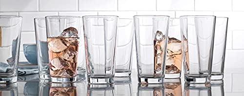 Home Essentials Drinking Glass Set - 10 Highball Glass Cups, 16 Oz. Basic Water Glasses, Beer, Juice, Cocktails, Wine, Iced Tea