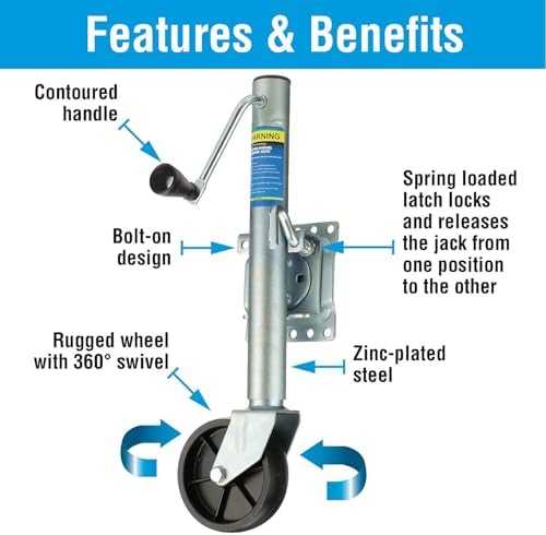 Seachoice Fold Up Trailer Jack, 22-7/8 In., Max Lift 1,000 Lbs.