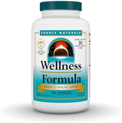 Source Naturals Wellness Formula, Advanced Immune Support - 240 Capsules | Bio-Aligned Vitamins & Herbal Defense with Vitamin C Plus 30 other Vitamins, Minerals & Herbs for Immune System Support