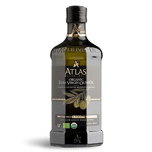 Atlas Organic Extra Virgin Olive Oil, Moroccan, High Polyphenol, 750 mL | Cold Pressed EVOO With High Smoke Point, Trusted By Award-Winning Chefs, One Family Farm, Polyphenol-Rich & Smooth Finish