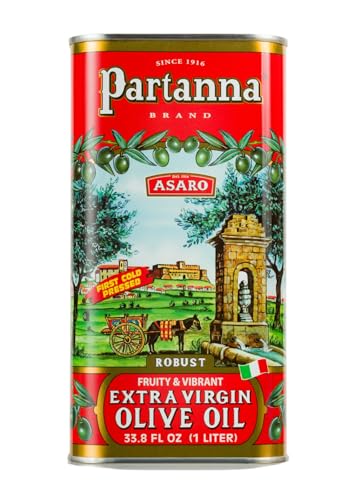 Partanna Robust Extra Virgin Olive Oil, 101 fl oz (3 L) Tin | Premium 100% Castelvetrano Oil, High Polyphenol, First Cold Pressed, Early Harvest in Sicily, Award Winning Italian EVOO